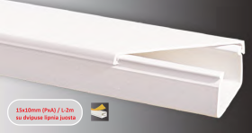 Kanalas kabeliui SERT PLASTIK Sert01510 Adhesive, lipnus, 2 m, PVC, 15 x 10 mm, baltos spalvos