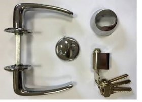 Durų rankenos, suktuko ir cilindro komplektas INOVO, spynai (635/701/18mm)