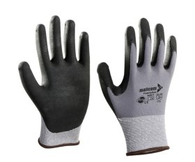 Pirštinės HERVIN, (9)L dydis, pilka spalva, nailoninės, aplietos juoda nitrilo puta, CE, N35NBD