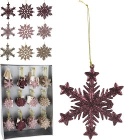 Eglutės žaisliukas Snaigė, su blizgučiais, 3 skirtingi dizainai ir spalvos