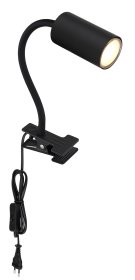 Kryptinis šviestuvas GLOBO Robby, GU10, 1 x 25W, 230V, prisegamas, su jung. ant 1,5 m ilgio laido, metalinis, matinės juodos sp., 100x415x290 mm, 57911KB