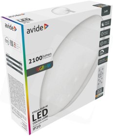 Lubinis LED šviestuvas AVIDE Oyster Stella At-3244 Rgb+W, 24 W, 220-240 V, 2100 lm, RGB+W keičia spalvas, IP20, su pultu, dimeriuojamas, 380 x 70 mm