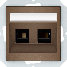 Kompiuterio lizdas VILMA Qr1000 Klrj45-26E2-02, 2 x RJ45, įleidžiamas, 6 kategorijos, mocha sp.