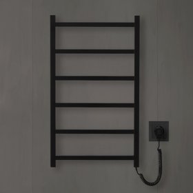 Elektrinis rankšluosčių džiovintuvas-kopėtėlės WELLMER Atlanta, 850x470mm, 6 skers., dešinė, 3 termo rėžimai, AISI 316  nerūd.plienas, juoda sp, dešinė, 85 W, 15801EJD