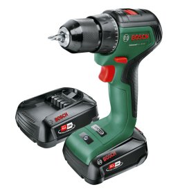 Akumuliatorinis suktuvas BOSCH Green Universal Drill 18V-60, 2 x 2 Ah, maks. sukimo momentas 60 Nm, bešepetėlis variklis, 13 mm griebtuvas, svoris 1,3 kg