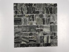 Stiklo mozaika MONA MOSAICS Td2045, 300 x 300 x 6 mm, 15 vnt./dėž., stiklo ir akmens mozaika, spl. tamsiai pilkas marmuras