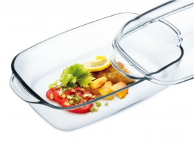 Stiklinis stačiakampis kepimo indas SIMAX, 3,2l,  su dangčiu
