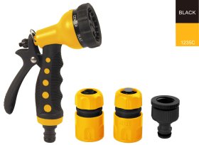 Pistoletinis purkštukas HERVIN GARDEN + HG-94736, 7-ių f-jų pistoletinis purkštuvas, greita jungtis 1/2”, greita jungtis su vožt 1/2”, čiaupo jungtis 1/2”-3/4”