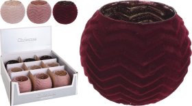 Žvakidė Velvet, su aksomine dekoracija, ovali, rausvo atspalvio, 10 cm