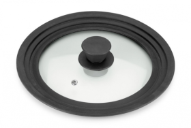 Stiklinis dangtis su silikoniniu pakraščiu ALZA, universalaus dydžio, 26-28-30 cm