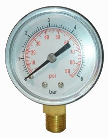 Manometras ITALTECNICA MR, D50, 1/4", 991001, slėgis 0-6 bar