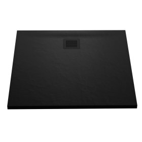 Dušo padėklas HARMONY Mare Har-0039, 90 x 90 x 3 cm, akmens masės, kvadratinis, juodas