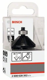 Freza briaunų nuėmimui BOSCH HM, HM 45o, l=15 mm,kotas 8mm