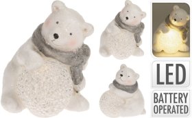 Dekoracija - figūrėlė Baltoji meška, su LED, aukštis 12 cm