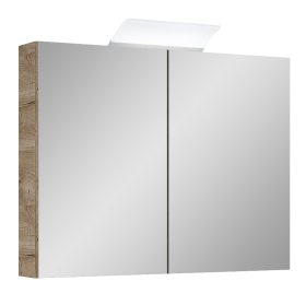 Vonios spintelė ELITA Mirror 80, 69,1 x 80 x 22 cm, pakabinama, viršutinė, veidrodis, 2D, LED apšvietimas 30 cm, ažuolo "CANELA" spalvos