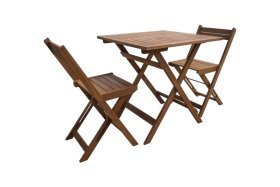 Lauko baldų komplektas NOVELLY HOME AG-050, akacijos mediena,  natūralios sp., stalas 60 x 60 x 75 cm, 2 kėdės 42 x 45 x 77 cm