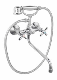 Vonios maišytuvas FERRO Retro, su dušo komplektu, ilgu snapu, chromuotas, XR11A