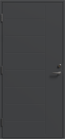 Lauko durys su medine stakta VALGE Elegante, kairinės, spalva tamsiai pilka, matmenys 2080 x 980 x 92 mm, A140270090