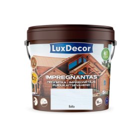 Impregnantas medienai LUXDECOR, (02) baltas, laukui ir vidui, 5 l