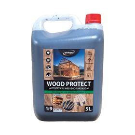 Medienos antiseptikas DEKSPOL WOOD PROTECT, koncentratas 1:9, rudas, 5 l