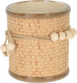 Arbatinės žvakutės laikiklis, dekoruotas karoliukais ir džiovintomis žolėmis