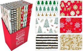 Dovanų pakavimo popierius, 6-ių kalėdinių dizainų, 70 x 200 cm
