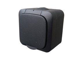 Kištukinis lizdas LIREGUS Hermi, 1 vietos, paviršinis, juodos sp., su įžeminimu, PKL16-008.J 