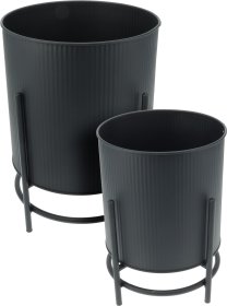 Kambarinis vazonas, ant kojelių, juodos sp., metalinis, 20 x 28 cm