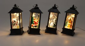 Žibintas LED, su Kalėdine figūrėle, 4 skirtingi dizainai, be baterijų