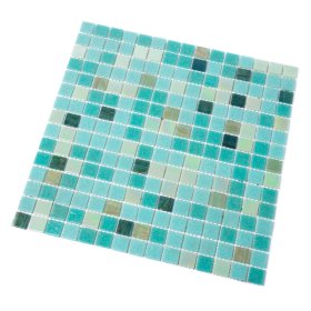 Stiklo mozaika MONA MOSAICS Sk-001, 327 x 327 x 4 mm, spl. melsvai žalsva