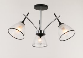 Pakabinamas šviestuvas BALTIK GAISMA K90022/3 Bk/Cr, E27, 3 x 60W, juodos/metalo sp., metalas+stiklas, 580 x 310 mm