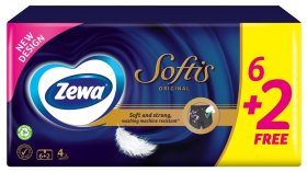 Vienkartinės nosinaitės ZEWA Softis 6 + 2, 4 sluoksnių