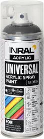 Aerozoliniai dažai INRAL ACRYLIC UNIVERSAL, 400 ml, grafito pilka, blizgi, RAL7024