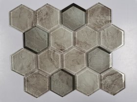 Stiklo mozaika MONA MOSAICS Td21-612, 298 x 280 x 6 mm, 15 vnt./dėž., spl. smėlinis, pilkas marmuras/ koriukas