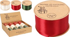 Dovanų pakavimo juostelė, raudonos, baltos arba žalios sp, 3,8 x 300 cm