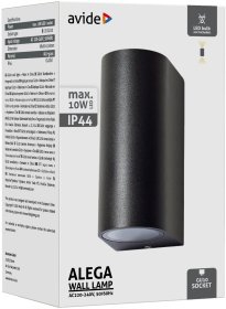 Lauko sieninis šviestuvas AVIDE Alega, 2xGU10, IP44, juodos sp.