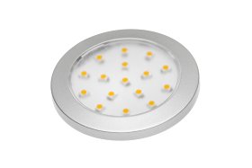 LED šviestuvas GTV Lumino, 1,5 W, 12V, 2700 K, 85 lm, IP20, paviršinis, laidas 2 m, apvalus, sidabro sp., 64x12 mm, LD-LU16CB-53