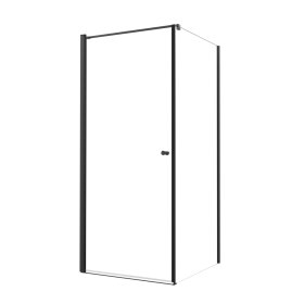 Dušo kabina HARMONY Nerea Black Har-0033, 90 x 90 x 195 cm, kvadratinė, berėmė, juodas profilis, skaidrus 6 mm stiklas, be padėklo