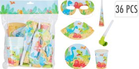 Gimtadienio atributikos rinkinys DINOZAURAI, 36 dalys