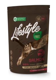 Sausas ėdalas katėms NATURE'S PROTECTION LIFESTYLE, senstančių kačių, begrūdis,  su lašiša, 0,4kg