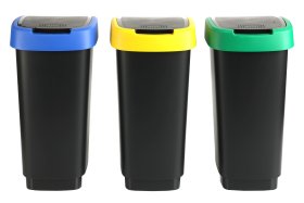 Šiukšliadėžės rūšiavimui ROTHO Twist, 25 l, 3 vnt., geltonos, žalios ir mėlynos sp.