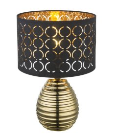 Stalinis nakties šviestuvas GLOBO Mirauea, E27, 1 x 60W, 230V, aukso spalvos metalas, juodai auksinis aksomas, su jungikliu, 250 x 380 mm, 21616