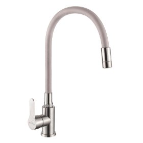 Plautuvės maišytuvas INVENA KSANTI, lanksčiu 2 funkcijų snapu, spl. smėlio, BZ-37-I03-L