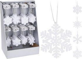 Eglutės žaisliukas Snaigė, blizganti baltos sp., 4 skirtingi dizainai, 2 vnt.