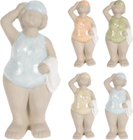 Sodo dekoracija PAPLŪDIMIO MOTERIS, stovinti, 4 skirtingų sp., 9,5 x 9 x 21 cm.