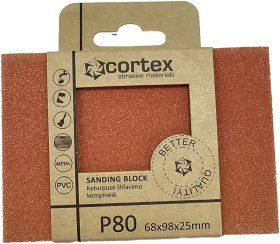 Kempinė šlifavimui CORTEX BQ, 68x98x25 mm, P80, aliuminio oksidas su keramika