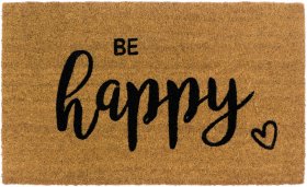 Kilimėlis LAKO Spruche Be Happy, 40 x 75 x 1,5 cm, 100% kokos plaušas, K1430-052, Indija