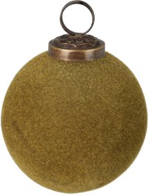 Eglutės žaisliukas, flokuotas stiklas, žalios sp., skersmuo 8 cm