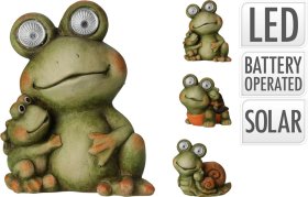 Sodo dekoracija SODO GYVŪNAI, šviečiančiomis akimis, keraminiai, žalios sp., 3 skirtingi dizainai (varlė, vėžlys, sraigė)