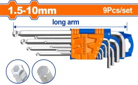 Šešiakampių raktų su rutuline galvute rinkinys WADFOW, Cr-V, 1.5-10 mm, 9 vnt., WHK2291